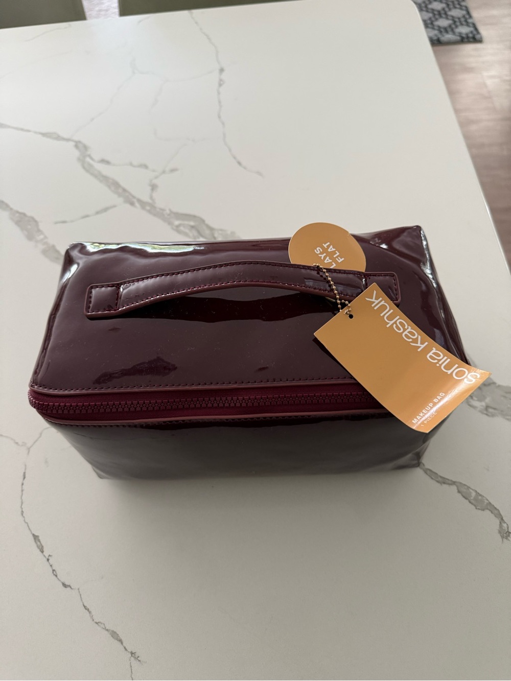 Sonia Kashuk Deep Wine Patent Cosmetic Case with Top Handle